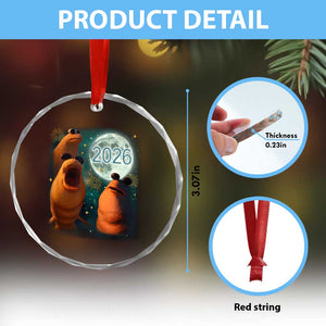 Funny Marcus The Worm New Year Crystal Glass Ornament Happy New Year 2026 Moon NYE Party TS11 Print Your Wear