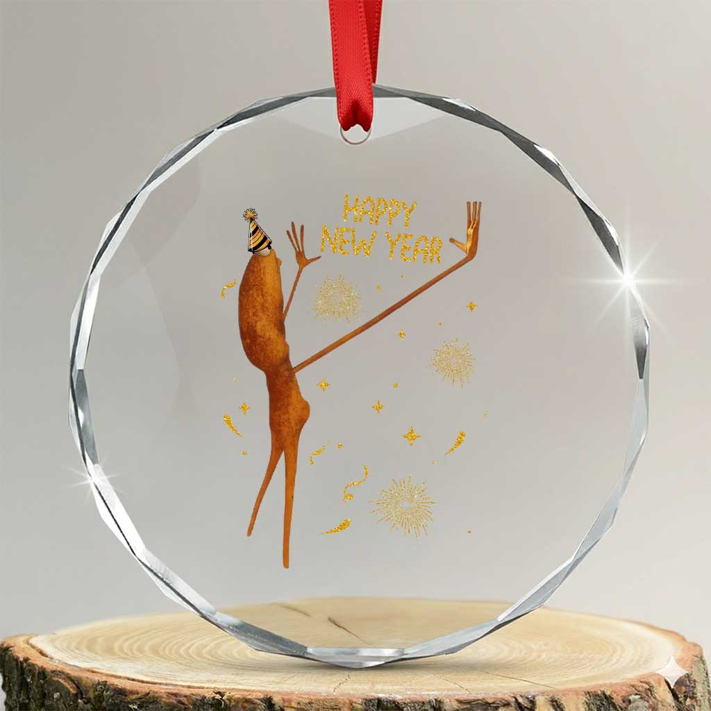 Funny Marcus The Worm New Year Crystal Glass Ornament Happy New Year NYE Party Firework TS11 Transparent Glass 3'' Circle Print Your Wear