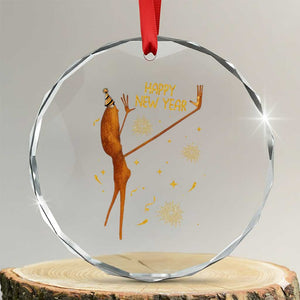 Funny Marcus The Worm New Year Crystal Glass Ornament Happy New Year NYE Party Firework TS11 Transparent Glass 3'' Circle Print Your Wear