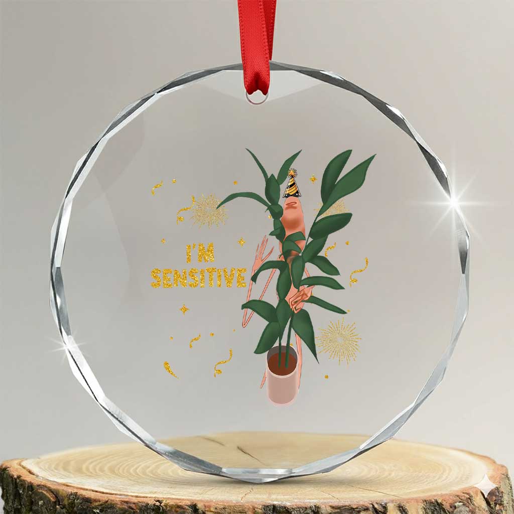 Funny Marcus The Worm New Year Crystal Glass Ornament I Am Sensitive NYE Party Firework TS11 Transparent Glass 3'' Circle Print Your Wear