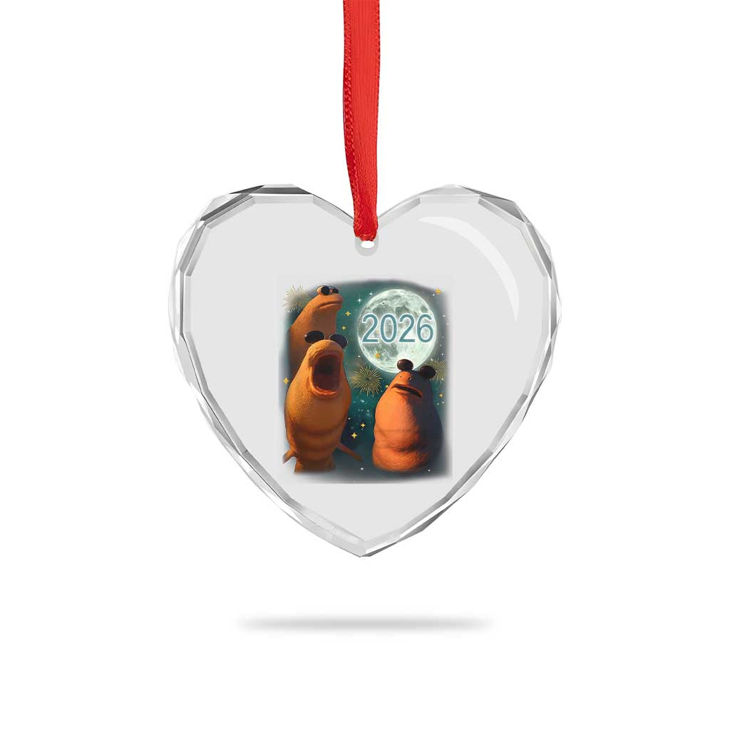 Funny Marcus The Worm New Year Heart Crystal Glass Ornament Happy New Year 2026 Moon NYE Party TS11 Print Your Wear