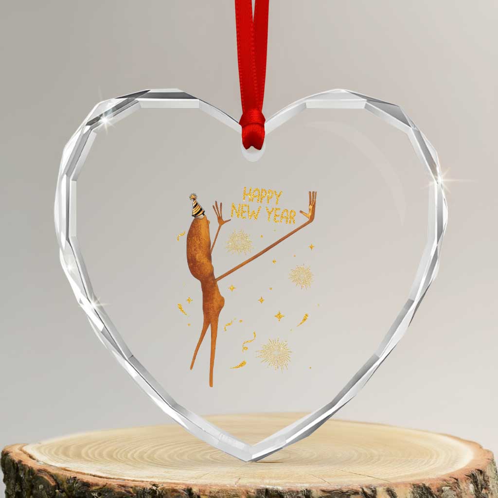 Funny Marcus The Worm New Year Heart Crystal Glass Ornament Happy New Year NYE Party Firework TS11 Transparent Glass 3'' Heart Print Your Wear