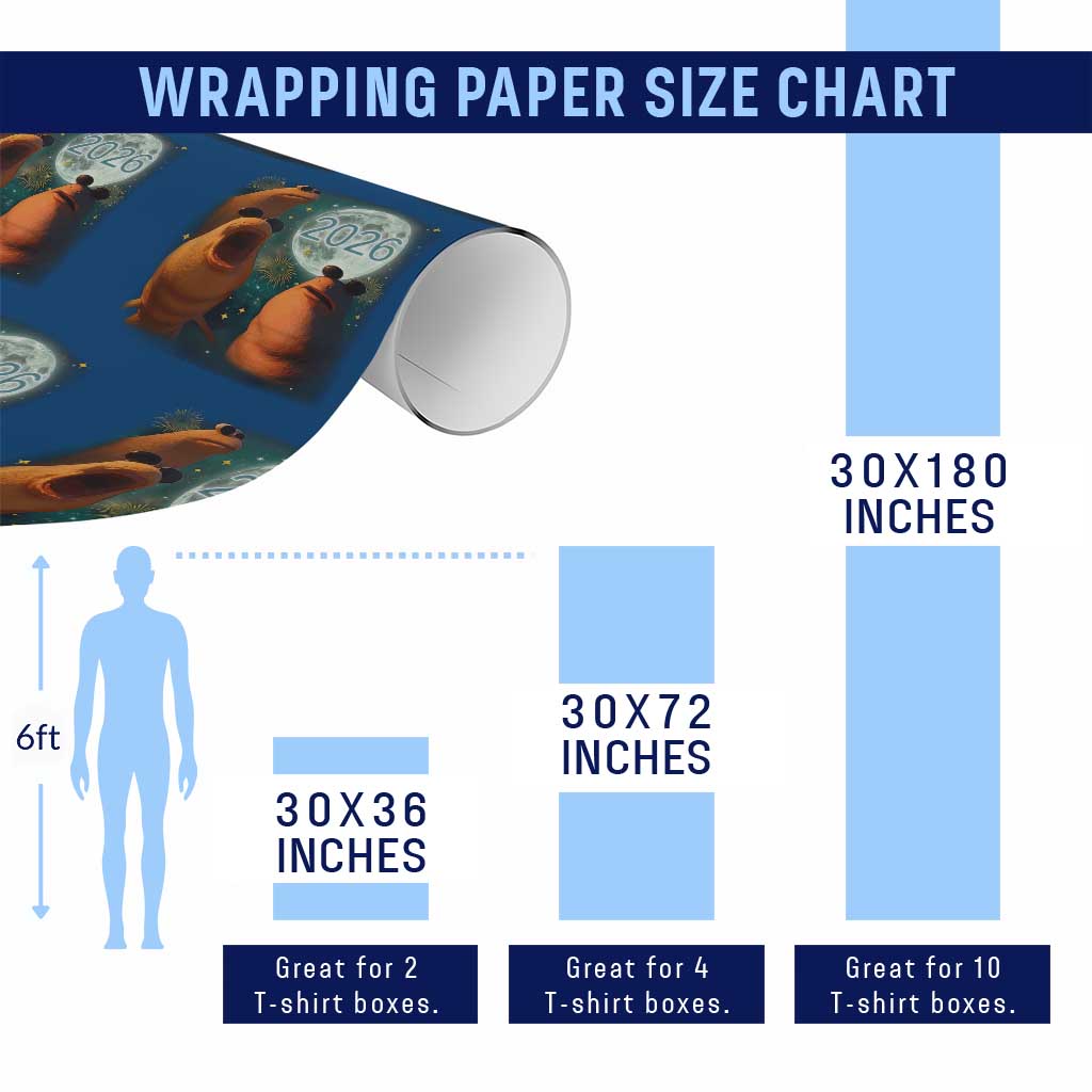 Funny Marcus The Worm New Year Wrapping Paper Roll Happy New Year 2026 Moon NYE Party TS11 Print Your Wear