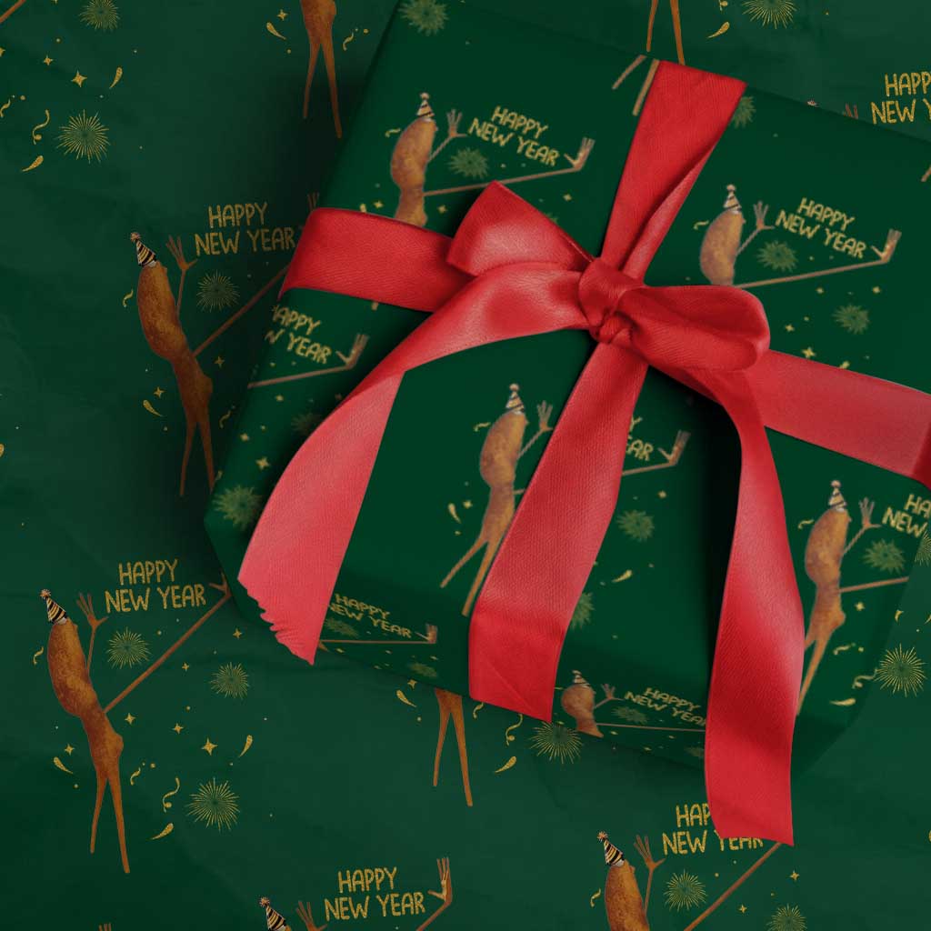 Funny Marcus The Worm New Year Wrapping Paper Roll Happy New Year NYE Party Firework TS11 Green Print Your Wear