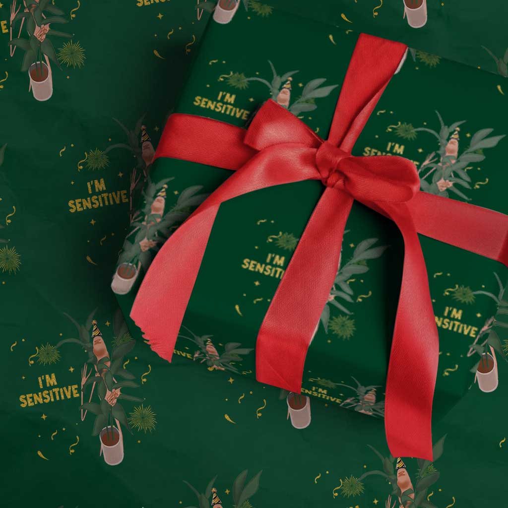 Funny Marcus The Worm New Year Wrapping Paper Roll I Am Sensitive NYE Party Firework TS11 Green Print Your Wear