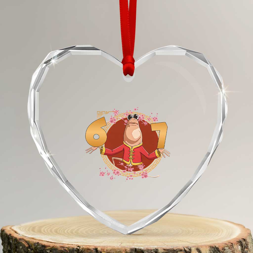 Funny Marcus The Worm Six Seven Lunar New Year Meme Heart Crystal Glass Ornament TS12 Transparent Glass 3'' Heart Print Your Wear