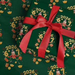 Funny Marcus The Worm Six Seven Meme Wrapping Paper Roll Lunar New Year 2026 Gift TS12 Green Print Your Wear