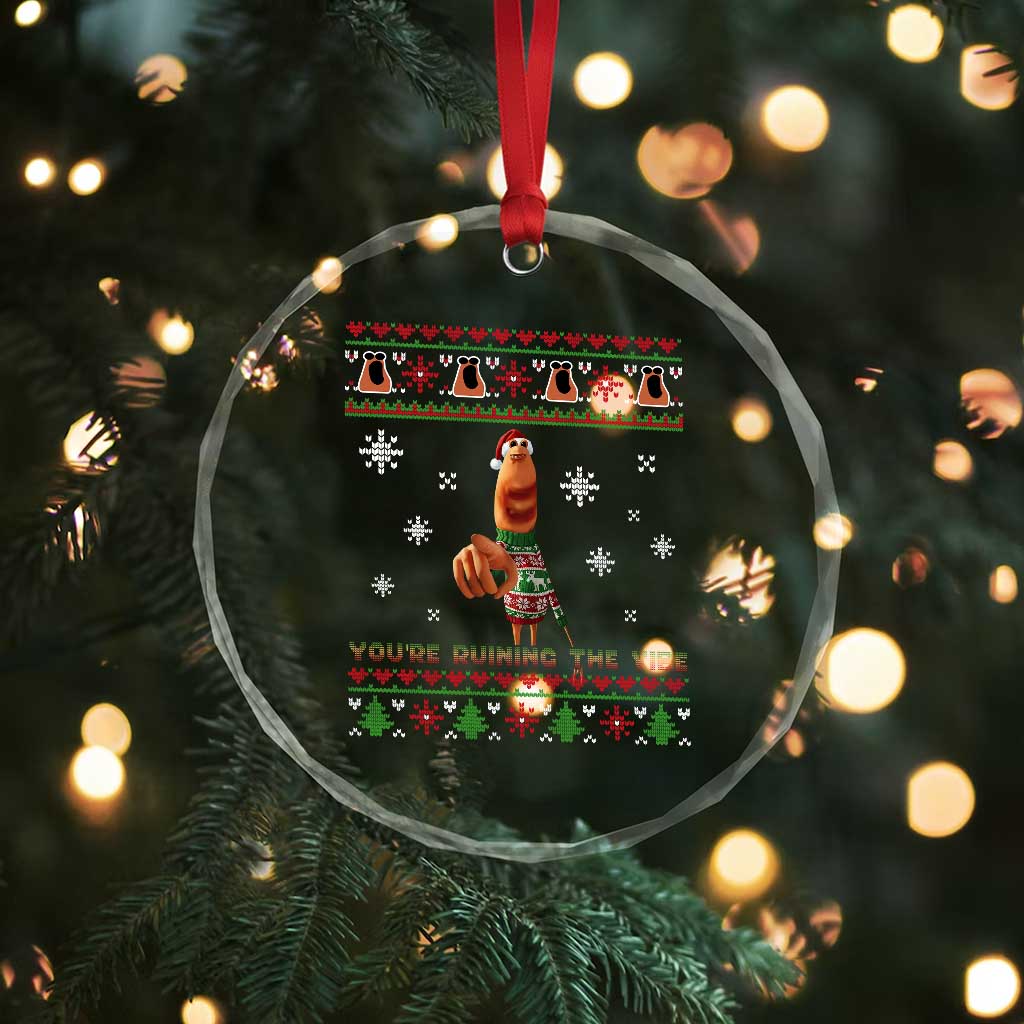 Funny Marcus The Worm You Are Ruining The Vibe Crystal Glass Ornament Ugly Christmas Gift TS12 Print Your Wear