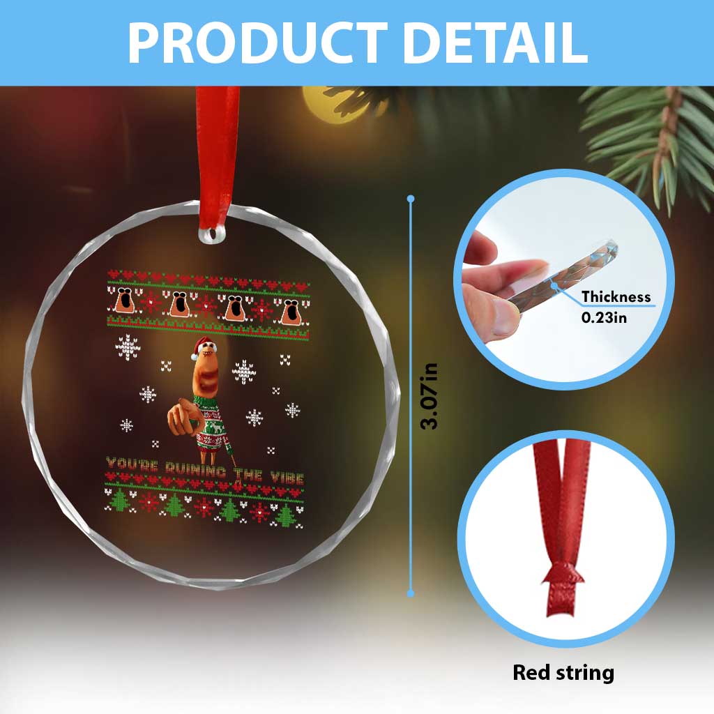 Funny Marcus The Worm You Are Ruining The Vibe Crystal Glass Ornament Ugly Christmas Gift TS12 Print Your Wear