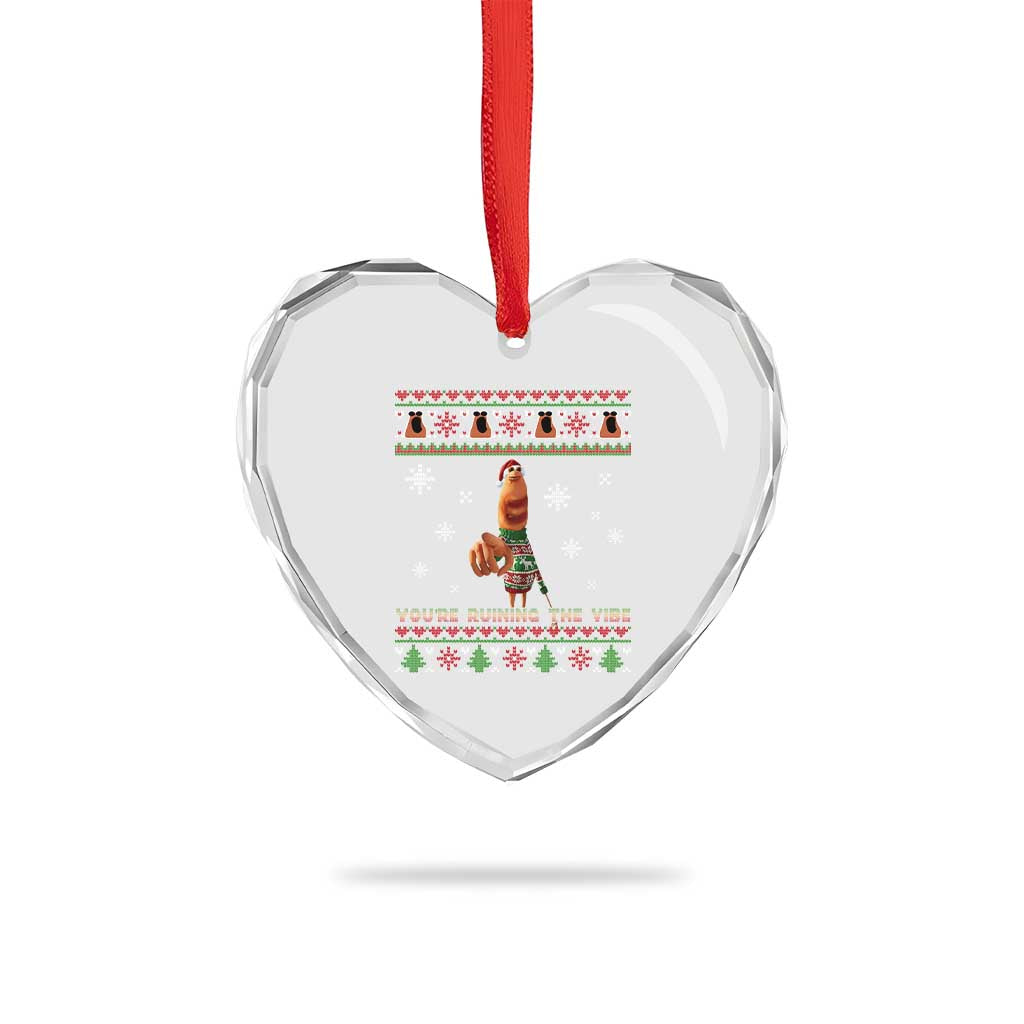 Funny Marcus The Worm You Are Ruining The Vibe Heart Crystal Glass Ornament Ugly Christmas Gift TS12 Print Your Wear