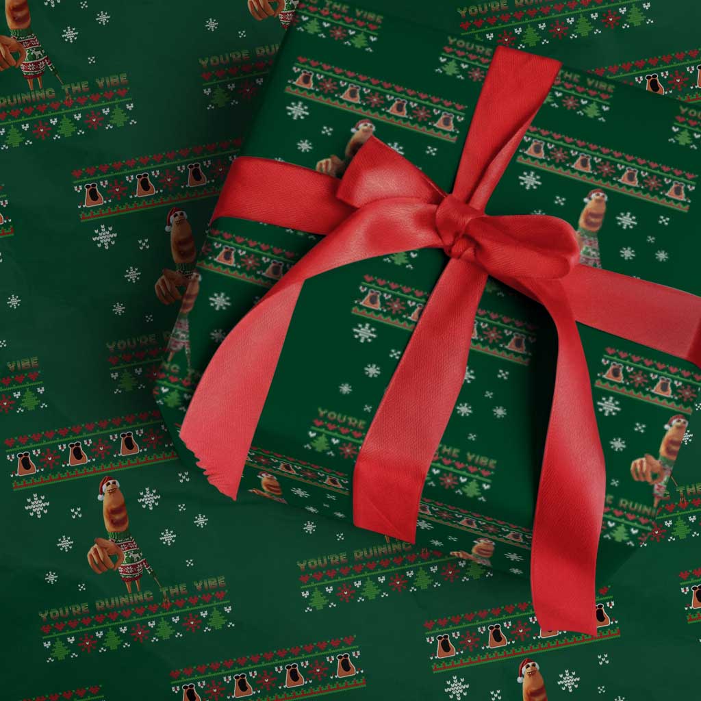 Funny Marcus The Worm You Are Ruining The Vibe Wrapping Paper Roll Ugly Christmas Gift TS12 Green Print Your Wear
