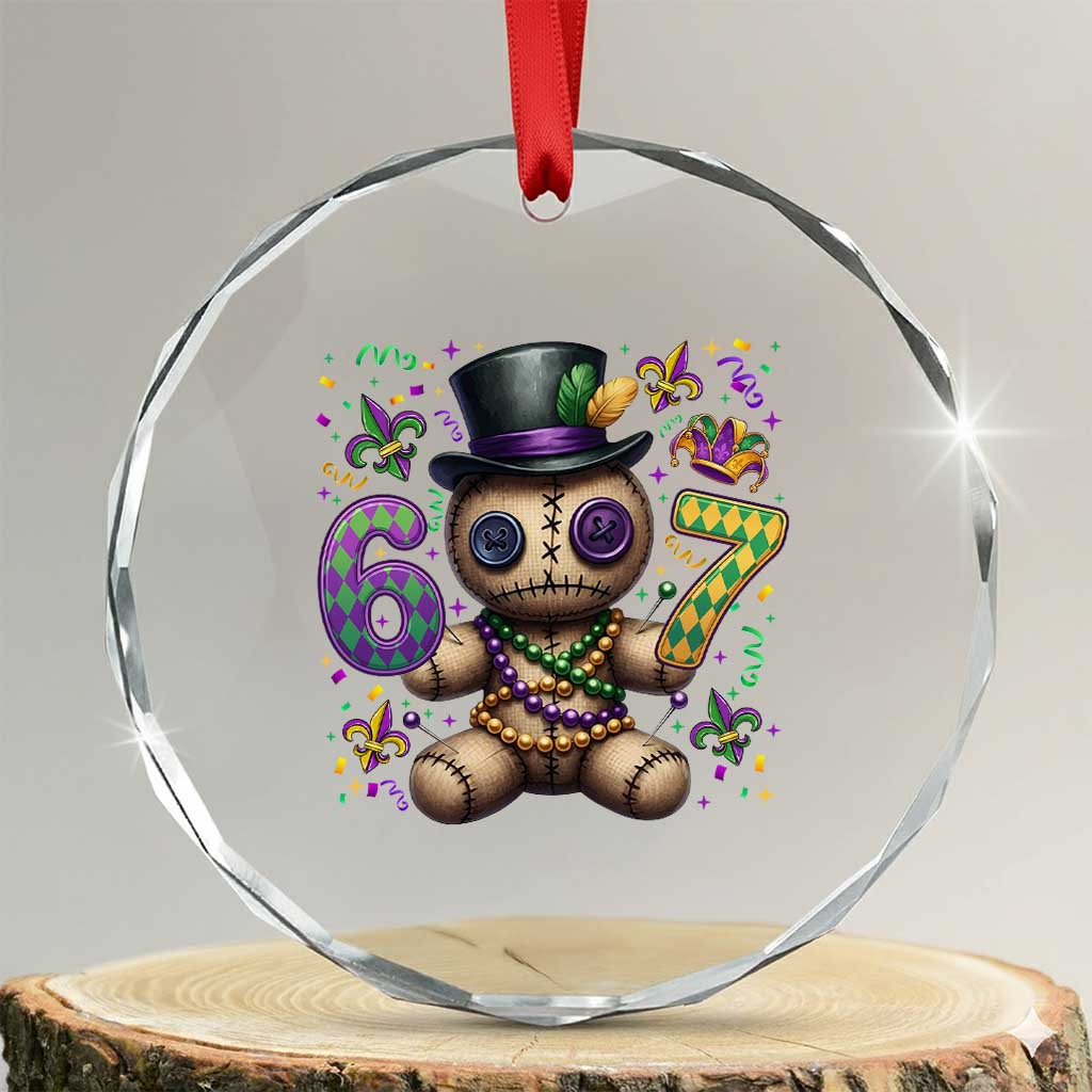 Funny Mardi Gras 67 Voodoo Doll Crystal Glass Ornament Fat Tuesday Six Seven Meme TS11 Transparent Glass 3'' Circle Print Your Wear