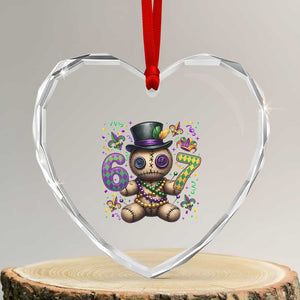 Funny Mardi Gras 67 Voodoo Doll Heart Crystal Glass Ornament Fat Tuesday Six Seven Meme TS11 Transparent Glass 3'' Heart Print Your Wear