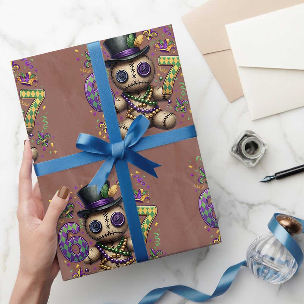 Funny Mardi Gras 67 Voodoo Doll Wrapping Paper Roll Fat Tuesday Six Seven Meme TS11 Mocha Print Your Wear