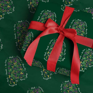 Funny Mardi Gras Alabama Map Coquette Bow Wrapping Paper Roll Moon Pie Carnival Joe Cain Beads TS11 Green Print Your Wear