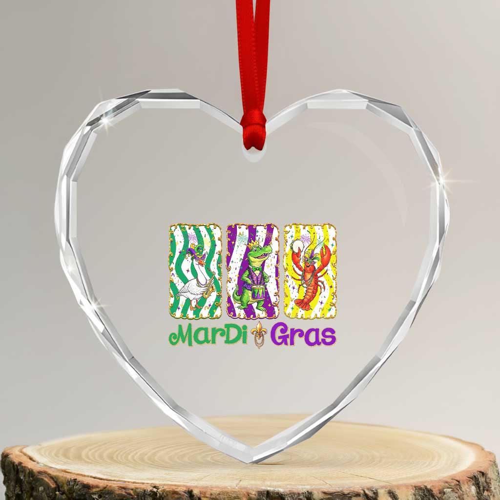 Funny Mardi Gras Animal Heart Crystal Glass Ornament Alligator Crawfish Goose New Orleans Louisiana TS14 Transparent Glass 3'' Heart Print Your Wear