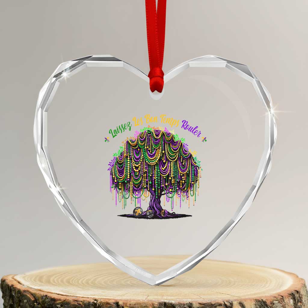 Funny Mardi Gras Bead Tree Carnival New Orleans Coconut Heart Crystal Glass Ornament TS11 Transparent Glass 3'' Heart Print Your Wear