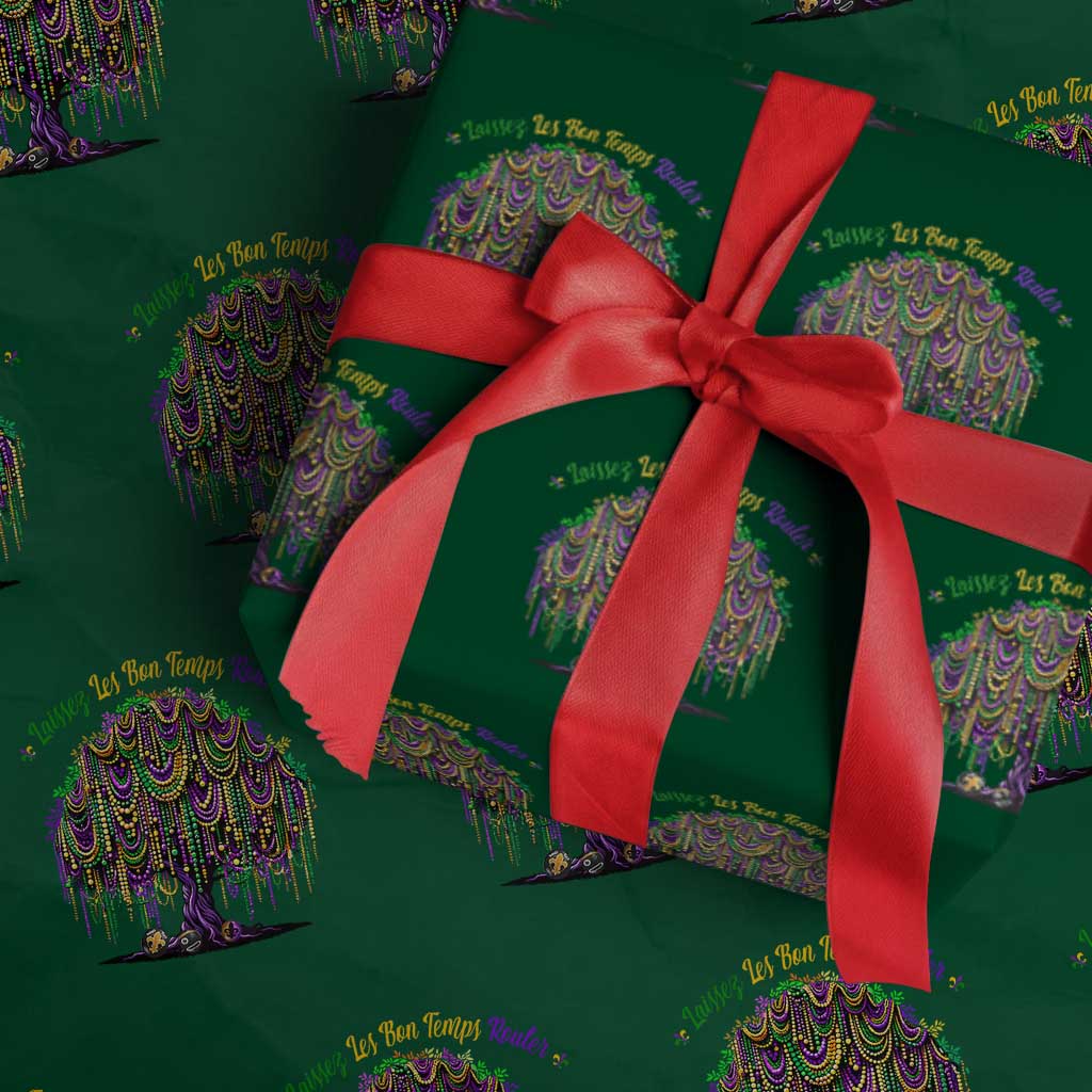 Funny Mardi Gras Bead Tree Carnival New Orleans Coconut Wrapping Paper Roll TS11 Green Print Your Wear
