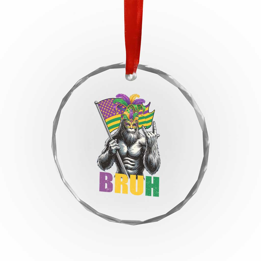 Funny Mardi Gras Bigfoot Bruh Crystal Glass Ornament Sasquatch Carnival NOLA American Flag TS11 Print Your Wear
