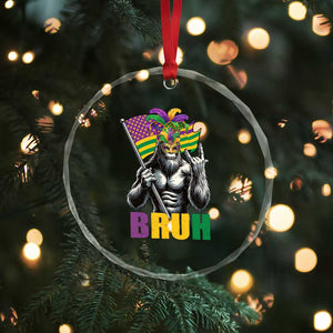 Funny Mardi Gras Bigfoot Bruh Crystal Glass Ornament Sasquatch Carnival NOLA American Flag TS11 Print Your Wear