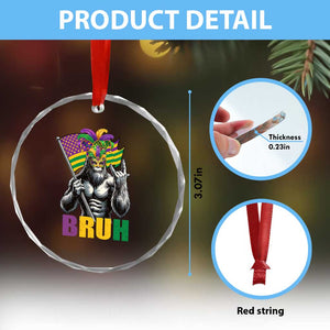 Funny Mardi Gras Bigfoot Bruh Crystal Glass Ornament Sasquatch Carnival NOLA American Flag TS11 Print Your Wear