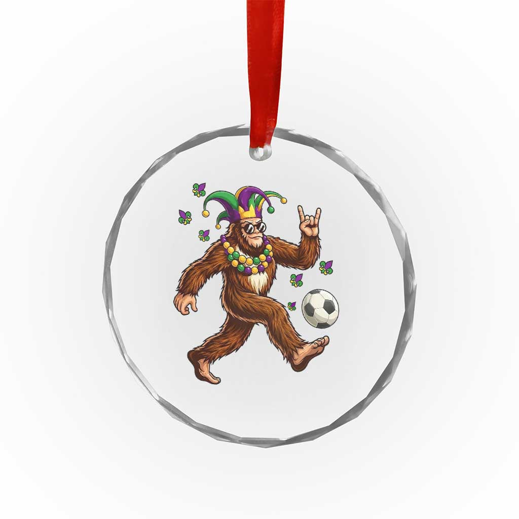 Funny Mardi Gras Bigfoot Playing Soccer Crystal Glass Ornament Football Fan Gift TS12 Print Your Wear