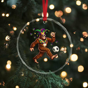 Funny Mardi Gras Bigfoot Playing Soccer Crystal Glass Ornament Football Fan Gift TS12 Print Your Wear