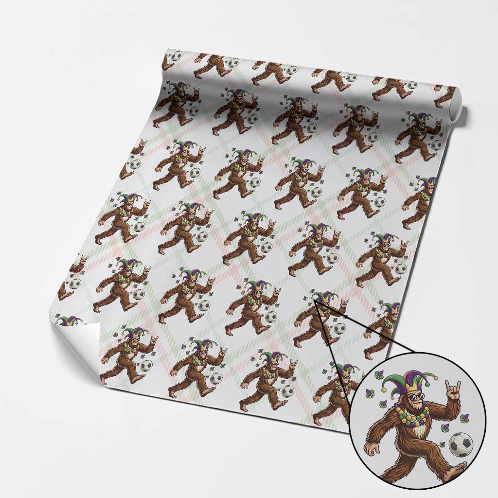Funny Mardi Gras Bigfoot Playing Soccer Wrapping Paper Roll Football Fan Gift TS12 Christmas Plaid Print Your Wear