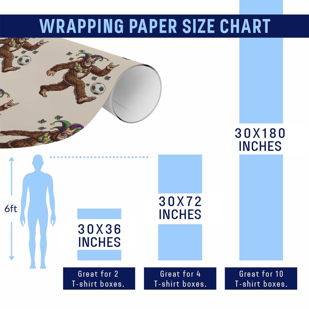 Funny Mardi Gras Bigfoot Playing Soccer Wrapping Paper Roll Football Fan Gift TS12 Print Your Wear