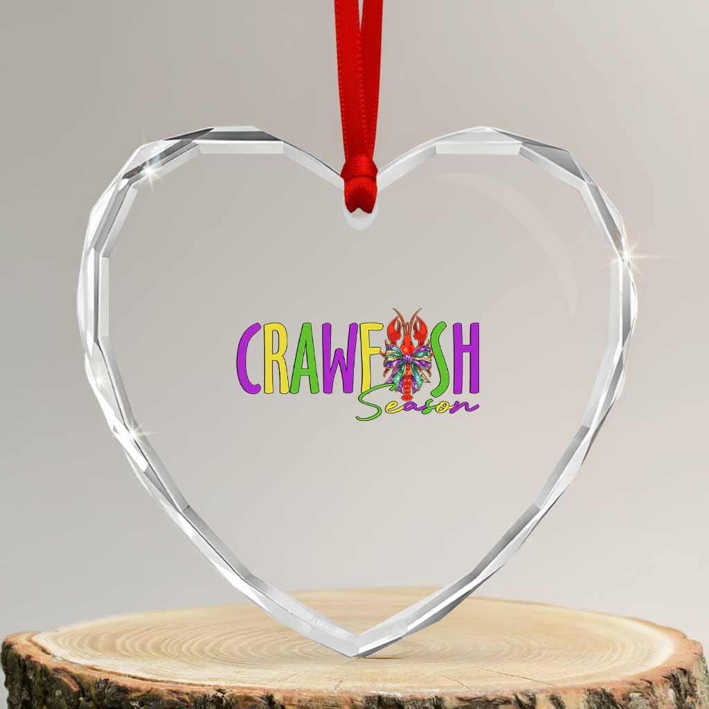Funny Mardi Gras Cajun Crawfish Season Heart Crystal Glass Ornament TS11 Transparent Glass 3'' Heart Print Your Wear