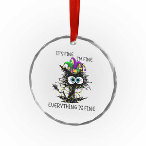 Funny Mardi Gras Cat Crystal Glass Ornament It's Fine I'm Fine Everything Is Fine Jester Hat Beads TS11 Print Your Wear