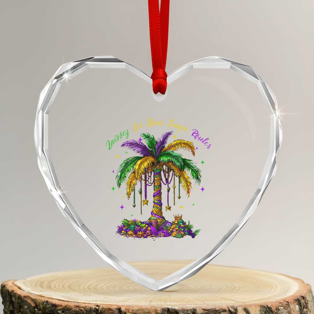 Funny Mardi Gras Coconut Palm Tree Heart Crystal Glass Ornament Laissez Les Bons Temps Rouler Beads Masks TS11 Transparent Glass 3'' Heart Print Your Wear