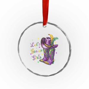 Funny Mardi Gras Cowgirl Crystal Glass Ornament Let's Geaux Girls Western Cowgirl Boots Carnival TS11 Print Your Wear