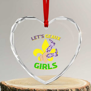 Funny Mardi Gras Cowgirl Heart Crystal Glass Ornament Let's Geaux Girls Fleur De Lys TS11 Transparent Glass 3'' Heart Print Your Wear