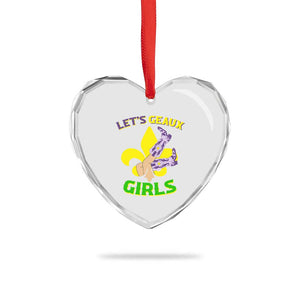 Funny Mardi Gras Cowgirl Heart Crystal Glass Ornament Let's Geaux Girls Fleur De Lys TS11 Print Your Wear