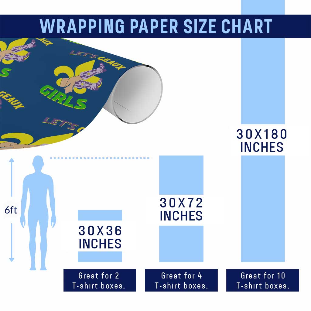 Funny Mardi Gras Cowgirl Wrapping Paper Roll Let's Geaux Girls Fleur De Lys TS11 Print Your Wear