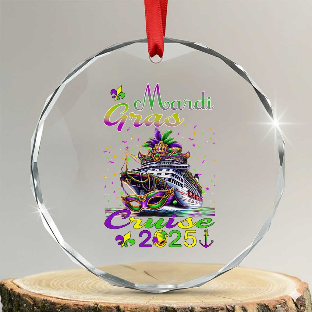 Funny Mardi Gras Cruise 2025 Crystal Glass Ornament Trip New Orleans Family Matching TS11 Transparent Glass 3'' Circle Print Your Wear