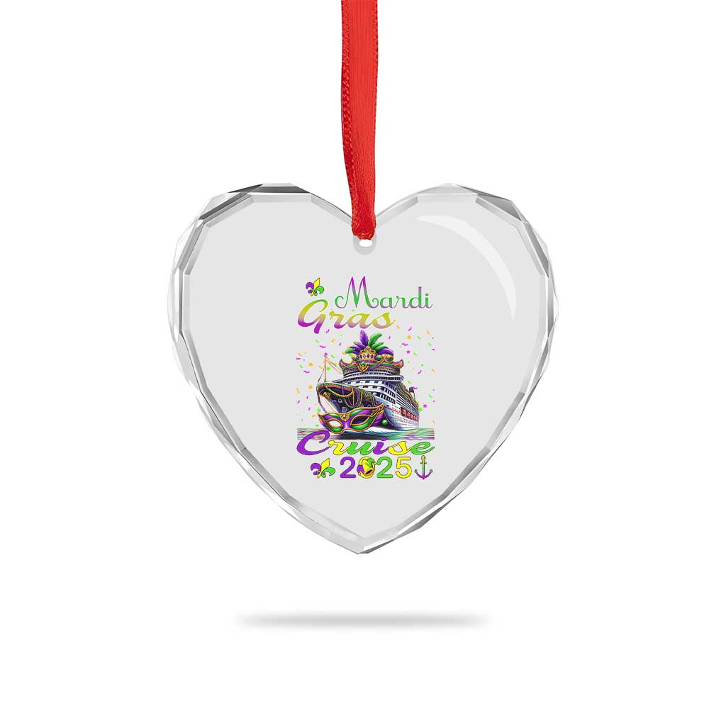 Funny Mardi Gras Cruise 2025 Heart Crystal Glass Ornament Trip New Orleans Family Matching TS11 Print Your Wear