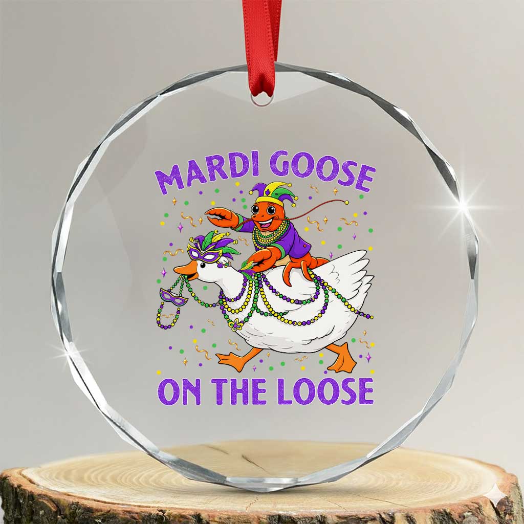 Funny Mardi Gras Crystal Glass Ornament Goose Crawfish Carnival Trendy Meme TS14 Transparent Glass 3'' Circle Print Your Wear