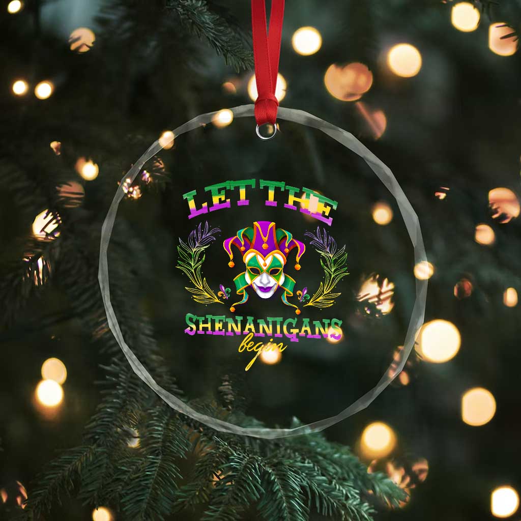Funny Mardi Gras Crystal Glass Ornament Let The Shenanigans Begin Jester Hat TS11 Print Your Wear