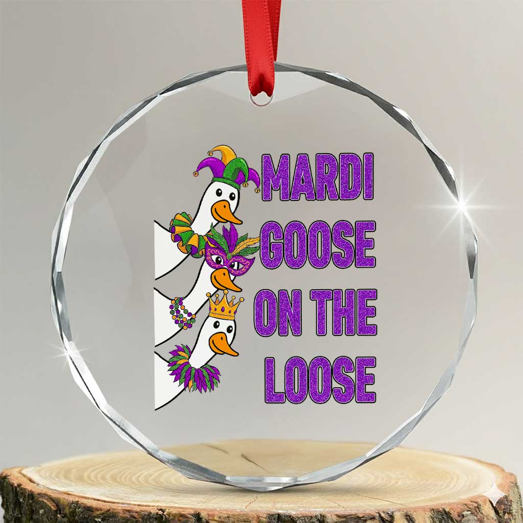 Funny Mardi Gras Crystal Glass Ornament Louisiana Carnival Silly Goose Festival TS14 Transparent Glass 3'' Circle Print Your Wear