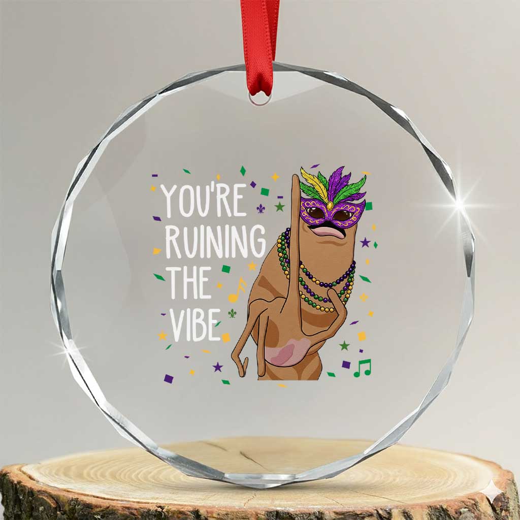 Funny Mardi Gras Crystal Glass Ornament Marcus The Worm Carnival Trendy Meme TS14 Transparent Glass 3'' Circle Print Your Wear