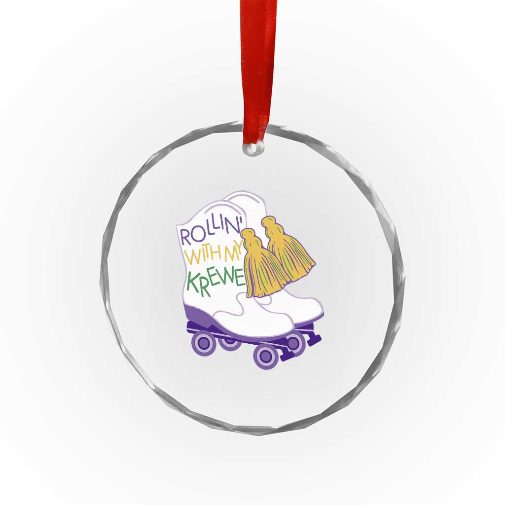 Funny Mardi Gras Crystal Glass Ornament Rollin' With My Krewe Marching Boots Carnival Party TS11 Print Your Wear