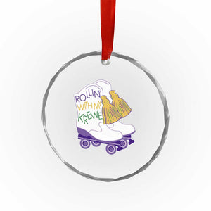 Funny Mardi Gras Crystal Glass Ornament Rollin' With My Krewe Marching Boots Carnival Party TS11 Print Your Wear