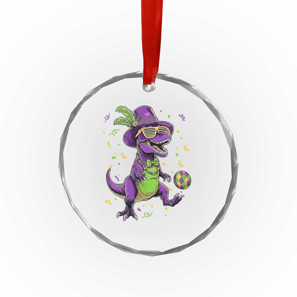 Funny Mardi Gras Dinosaur Playing Soccer Crystal Glass Ornament TS12 Print Your Wear