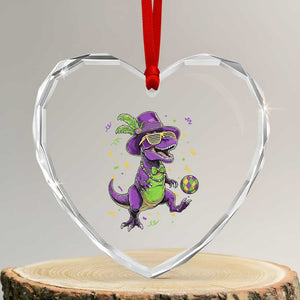 Funny Mardi Gras Dinosaur Playing Soccer Heart Crystal Glass Ornament TS12 Transparent Glass 3'' Heart Print Your Wear