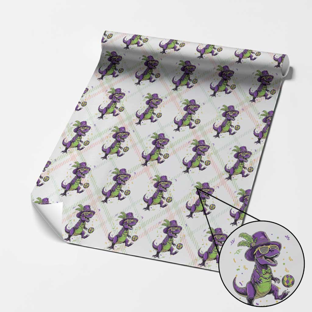 Funny Mardi Gras Dinosaur Playing Soccer Wrapping Paper Roll TS12 Christmas Plaid Print Your Wear