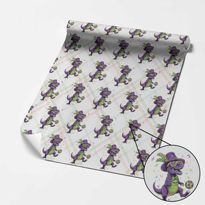 Funny Mardi Gras Dinosaur Playing Soccer Wrapping Paper Roll TS12 Christmas Plaid Print Your Wear
