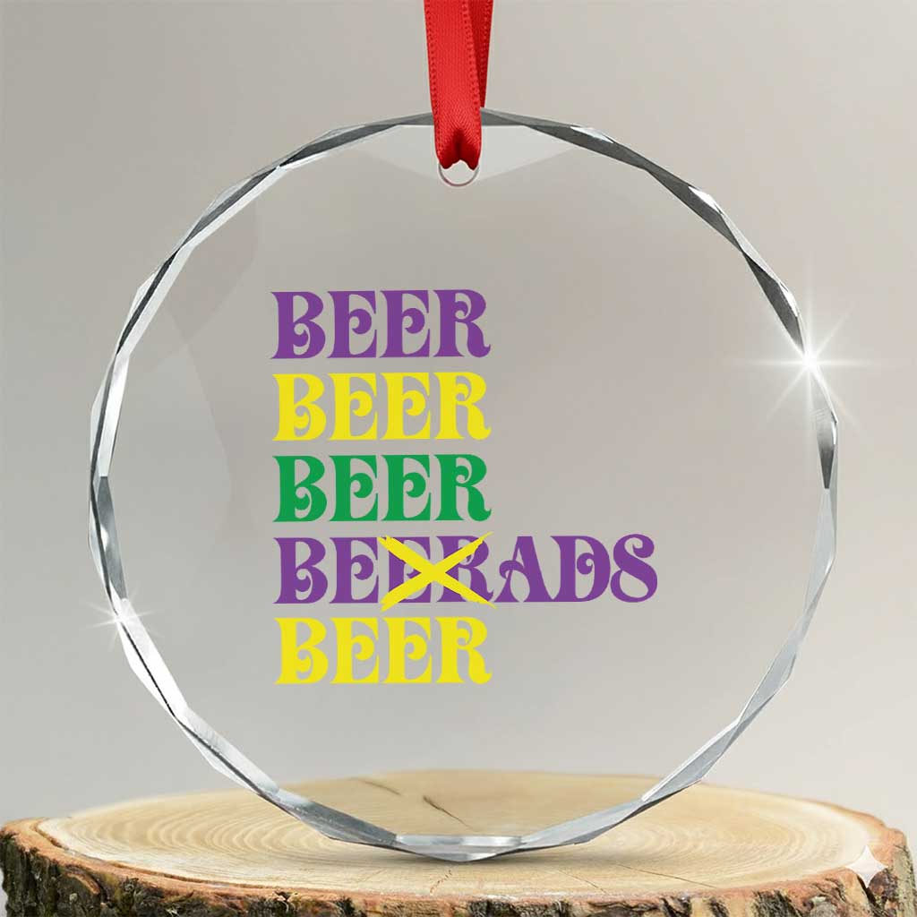 Funny Mardi Gras Drinking Crystal Glass Ornament Retro Beads Beer Carnival Party TS11 Transparent Glass 3'' Circle Print Your Wear