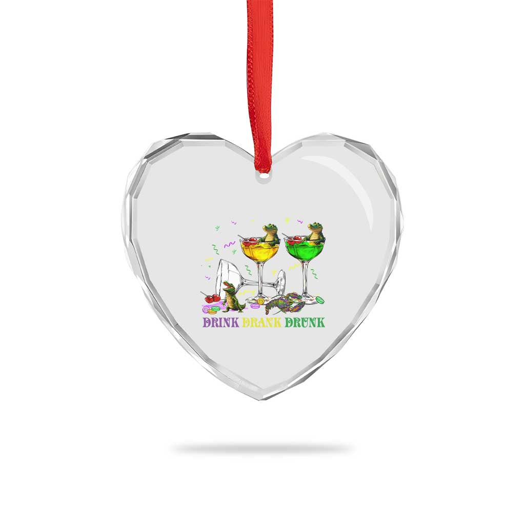Funny Mardi Gras Drinking Heart Crystal Glass Ornament Drink Drank Drunk Glass Of Wine Alligators TS11 Print Your Wear
